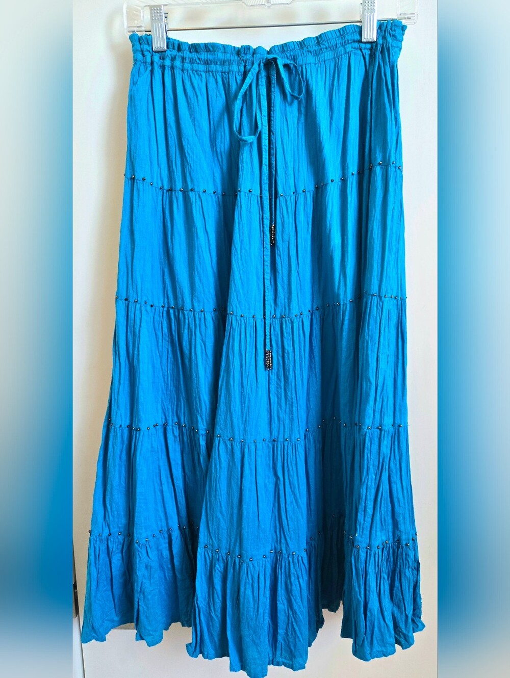 Notations Turquoise Tiered Maxi Skirt